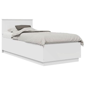 Vidaxl Konstrukcija postelje Bela 75 x 190 cm Inženirski les