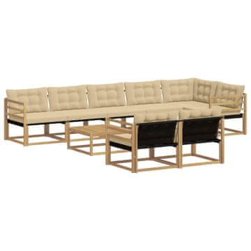Vidaxl Zunanja garnitura za sedenje 9 szt. Bela in bež 79 x 79 x 37 cm