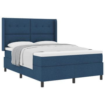 Vidaxl Postelja z vzmetnico z blazino Modra 200 x 160 cm blago