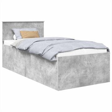Vidaxl Konstrukcija postelje Betonsko siva 75 x 190 cm Konstruiran les