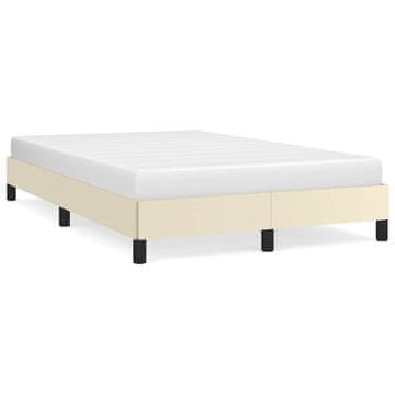Vidaxl posteljni okvir brez vzmetnice krem 120x190 cm umetno usnje