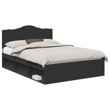 Vidaxl Konstrukcija postelje Črna 160 x 200 cm Masivno borovo les