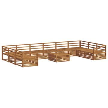 Vidaxl Sedežne garniture 11 szt. Naravna Masiven les akacije