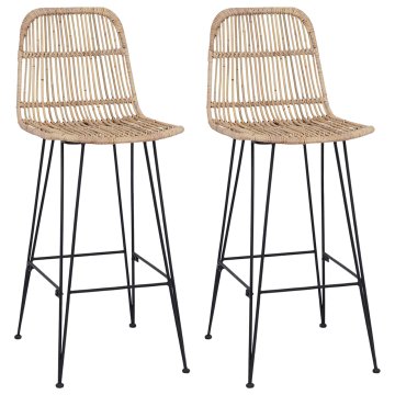 Vidaxl Barski stol 2 kos Naravna 44 x 55 x 109 cm Rattan in jeklo