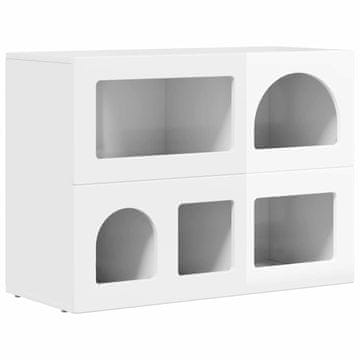 Vidaxl Strani šal Visok sijaj bela 80,5 x 35 x 59 cm Konstruiran les