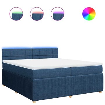 Vidaxl Box spring postelja z vzmetnico modra 200x200 cm blago