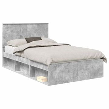 Vidaxl Konstrukcija postelje Beton 120 x 190 cm Masivno borovo les