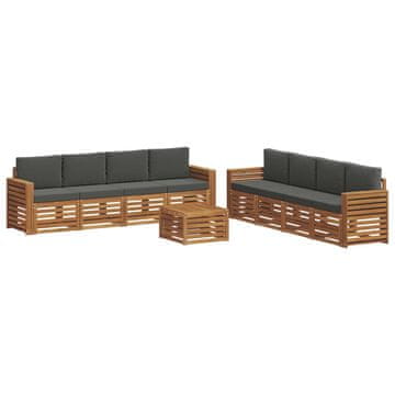 Vidaxl Sedežne garniture z blazino 9 szt. Naravna in antracitna