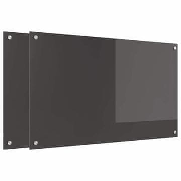 Vidaxl Kuhinjski panel 2 szt. Temno siva 100 x 60 cm kaljeno steklo