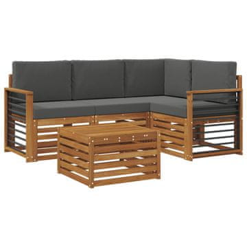 Vidaxl Zunanja garnitura za sedenje 5 szt. Naravna in antracitna