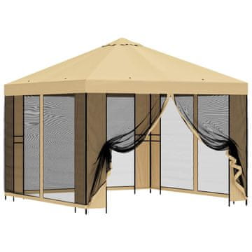 Vidaxl Vrtni gazebo s stranskimi stenami 3 x 3 m Krem