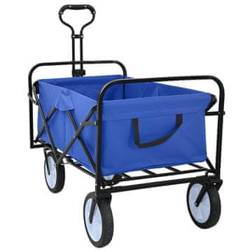 Vidaxl Zložljiv ročni voziček Modra 94 x 53 x 99 cm Oxford tkanina