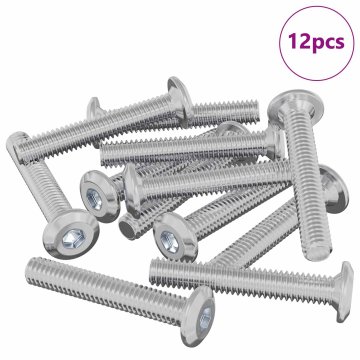 Vidaxl Vijak za zaklep glave 12 szt. srebrna M6 x 35 mm Jeklo