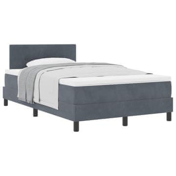 Vidaxl Postelja z vzmetnico z vzglavjem Temno siva 120 x 190 cm Žamet