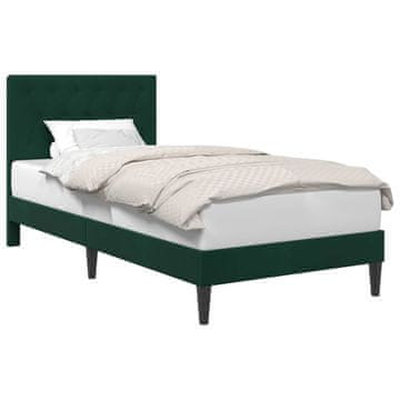 Vidaxl Konstrukcija postelje Temno zelena 90 x 190 cm Žamet