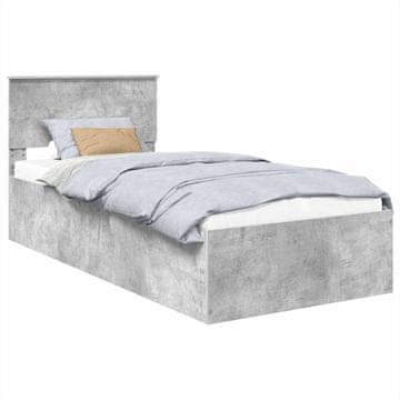 Vidaxl Konstrukcija postelje Betonsko siva 75 x 190 cm Konstruiran les