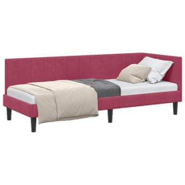 Vidaxl Kotna postelja z vzglavjem Vinorodna rdeča 80 cm x 200 cm Žamet