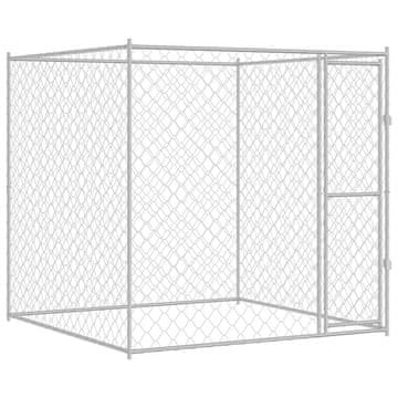 Vidaxl Pasja kletka srebrna 200 x 200 x 200 cm Cinkana jeklena