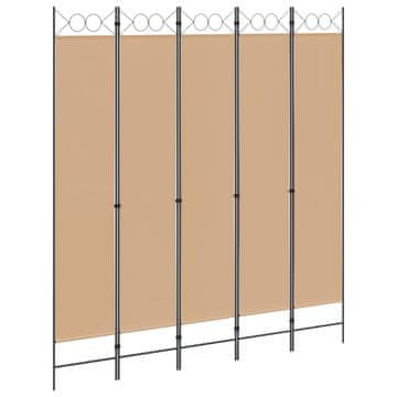 Vidaxl 5-panelni pregradni zid Bež 200 x 220 cm Blago