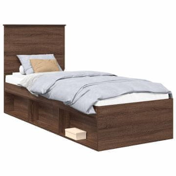 Vidaxl Konstrukcija postelje Rjav hrast 75 x 190 cm Masivno borovo les