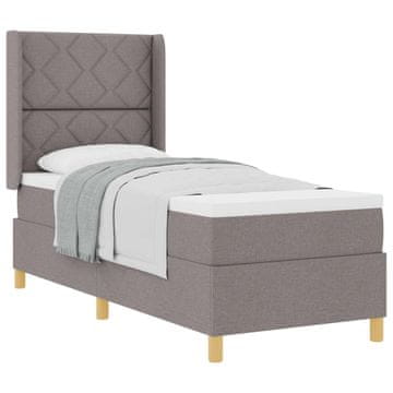 Vidaxl Postelja z vzmetnico z vzglavjem Taupe 80 x 200 cm blago