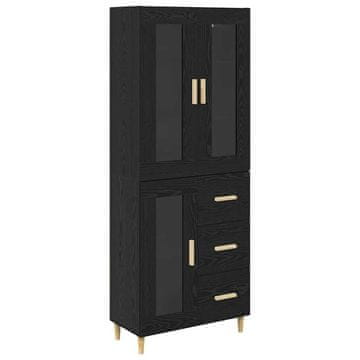 Vidaxl Visok predalnik s predalom Črna Orehovina 69,5 x 34 x 180 cm
