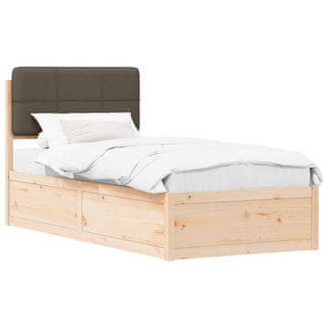 Vidaxl Posteljni okvir z oblazinjenim vzglavjem Taupe 90 x 190 cm