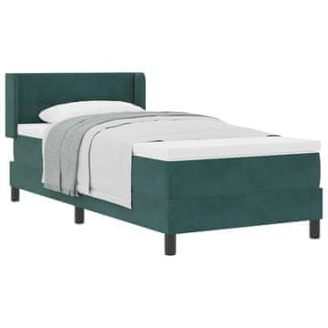 Vidaxl Postelja z vzmetnico z vzglavjem Temno zelena 200 x 80 cm Žamet