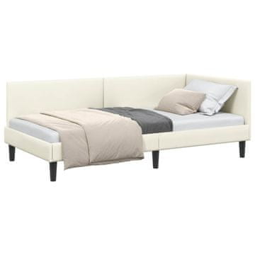 Vidaxl Kotna postelja z vzglavjem krema 100 cm x 200 cm Žamet