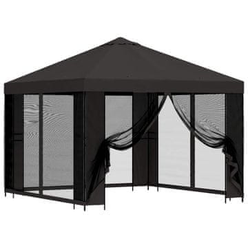 Vidaxl Vrtni gazebo s stranskimi stenami 3 x 3 m Antracit