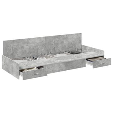 Vidaxl Konstrukcija postelje z vzglavjem Betonsko siva 98.5 x 200 cm