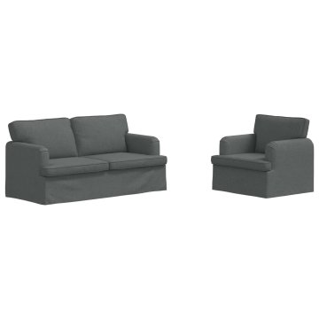Vidaxl Kavčna garnitura 2 szt. Temno siva 162 x 80 x 85 cm blago