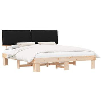 Vidaxl Posteljni okvir z oblazinjenim vzglavjem Črna 180 x 200 cm