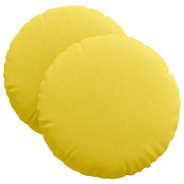 Vidaxl Sedežne blazine 2 szt. Svetlo rumena Ø40 x 13 cm blago