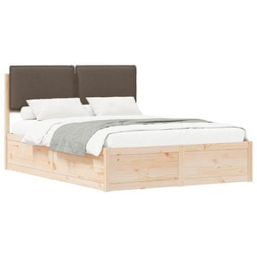 Vidaxl Posteljni okvir z oblazinjenim vzglavjem Taupe 140 x 200 cm