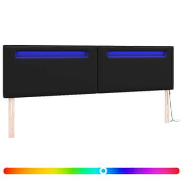 Vidaxl LED glava postelje Črna 200 cm Umjetno usnje