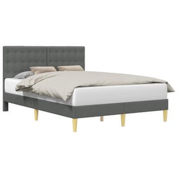 Vidaxl Konstrukcija postelje z vzglavjem Temno siva 140 x 190 cm Blago