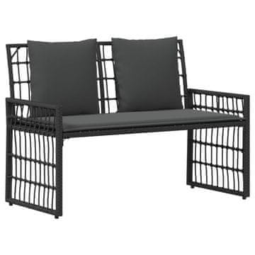 Vidaxl Zunanja klop Enobarvno Črna in Temno siva 116 x 55 x 82 cm