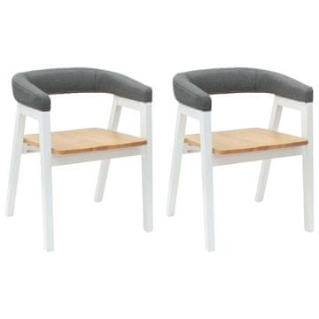 Vidaxl Jedilni stoli 2 szt. Bela 54 x 57 x 73 cm Masivno gumovo les