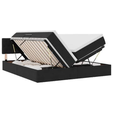 Vidaxl Postelja s shranjevanjem z vzmetnico Črna 90 x 200 cm