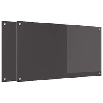 Vidaxl Kuhinjski panel 2 szt. Temno siva 110 x 60 cm kaljeno steklo
