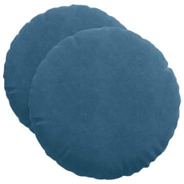Vidaxl Sedežne blazine 2 kos Žamet Modra Premer 50 x 19 cm
