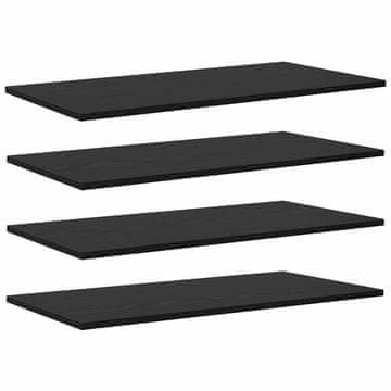 Vidaxl Polica za knjige 4 szt. Črna 80 x 40 x 1,5 cm Konstruiran les