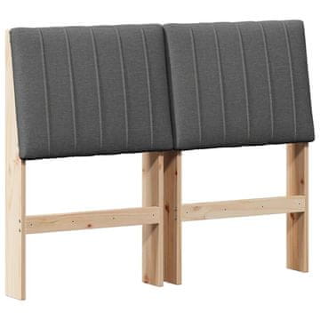 Vidaxl Tapecirano vzglavje Temno siva 120 cm Masivno borovo les