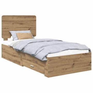 Vidaxl Konstrukcija postelje Umetni hrast 90 x 190 cm Konstruiran les