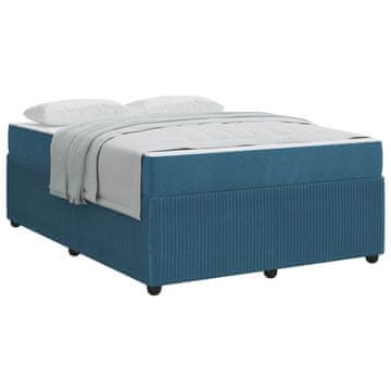 Vidaxl Konstrukcija postelje z vzmetnico Modra 140 x 200 cm blago