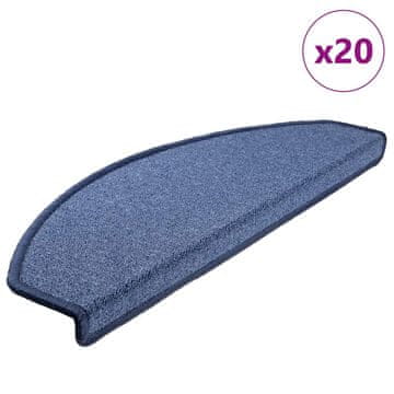 Vidaxl Stopniščne preproge 20 kosov 65x24x4 cm modre polkrožne velike
