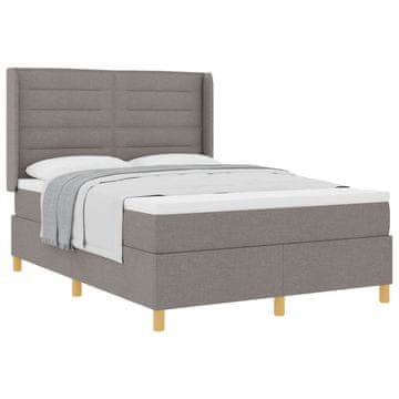 Vidaxl Postelja z vzmetnico z vzmetnico Taupe 160 x 200 cm blago
