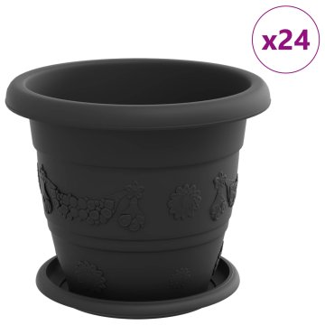 Vidaxl Lončki za rastline 24 kos Črna Ø 22 x 18 cm Plastika