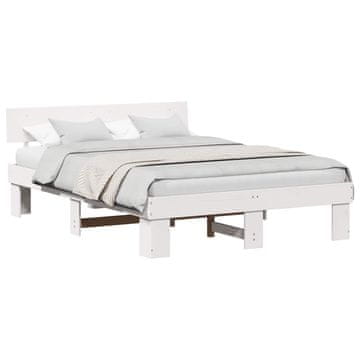 Vidaxl Konstrukcija postelje Bela 150 x 200 cm Masivno borovo les